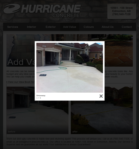 Web Design, Illustration, Photo Manipulation: Hurricane Concrete Website - Add Value Page | Lightbox