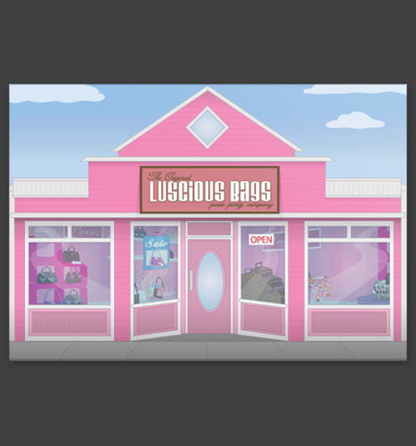 Vector Illustration: Luscious Bags Storefront Illustration