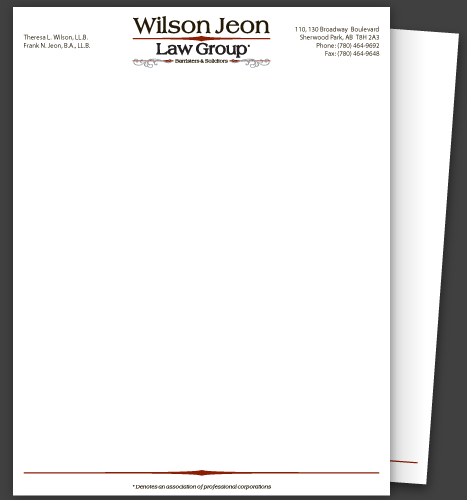 Illustration & Print: Wilson Jeon Law Group Letterhead (Page 1)