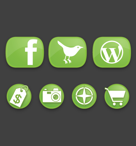 Illustration: Custom Facebook, Twitter and Wordpress Icons