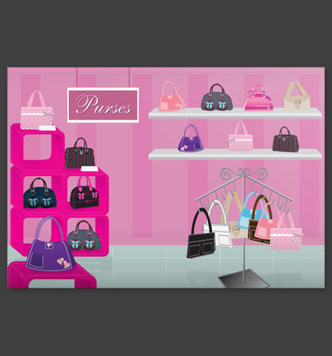 Vector Illustration: Luscious Bags Purse Rack Illustration