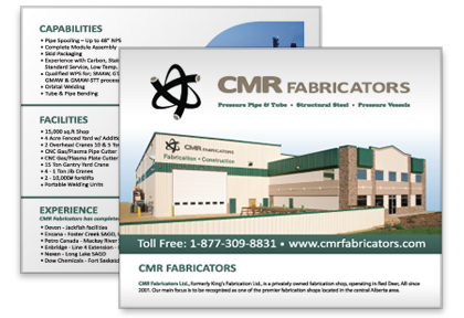 CMR Fabrication | Logo Vectorization, Notepad design, Logo re-creation, Brochure and Advertisement.