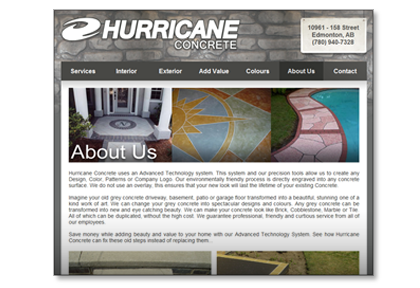Hurricane Concrete | Website Design, Logo re-design.